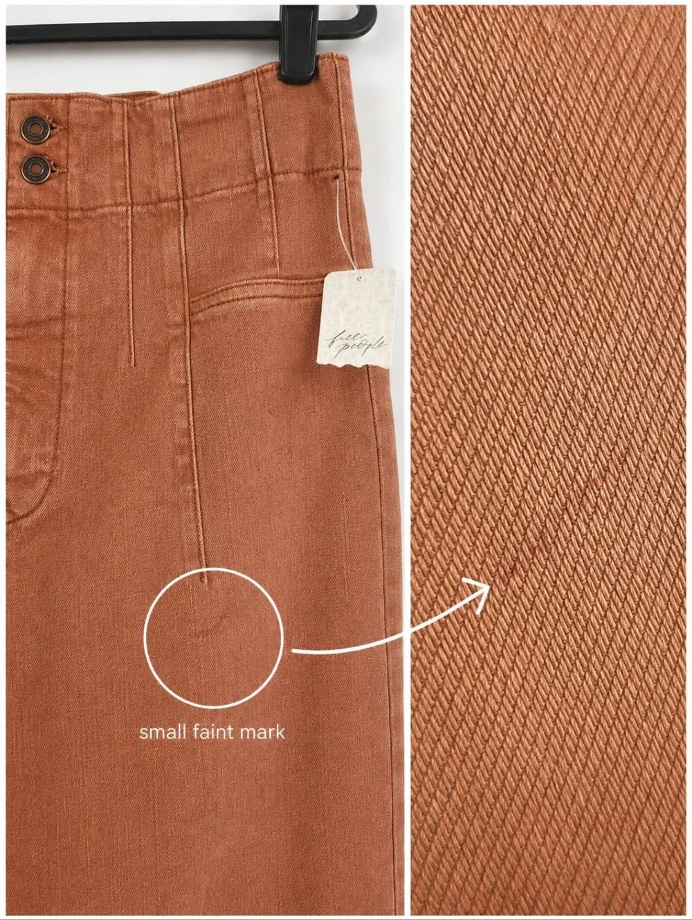 Free People We The Free Jayde High Rise Flare Jeans Rust Brown Size 32 NWT